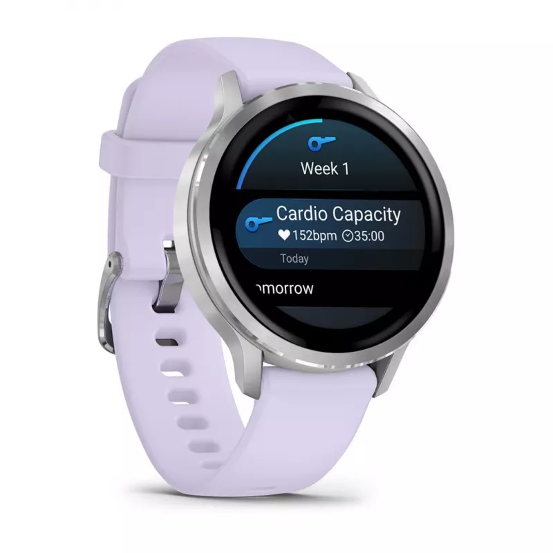 Garmin Venu 4 3.05 cm (1.2) AMOLED 41 mm Digitāls 390 x 390 pikseļi Skārienekrāns Sudrabs Wi-Fi GPS (satelīts)