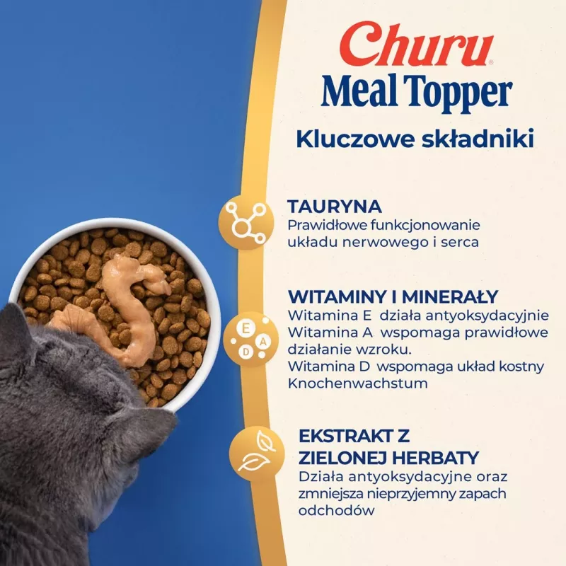 Mitrās kaķu kārumu paciņas INABA Churu Meal Topper Tunzivs ar jūras gliemeni 4 x 14 g