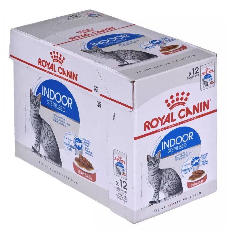 Mitrā kaķu barība Royal Canin Indoor Sterilized 12 x 85 g — mājputni, pieaugušiem sterilizētiem iekštelpu kaķiem