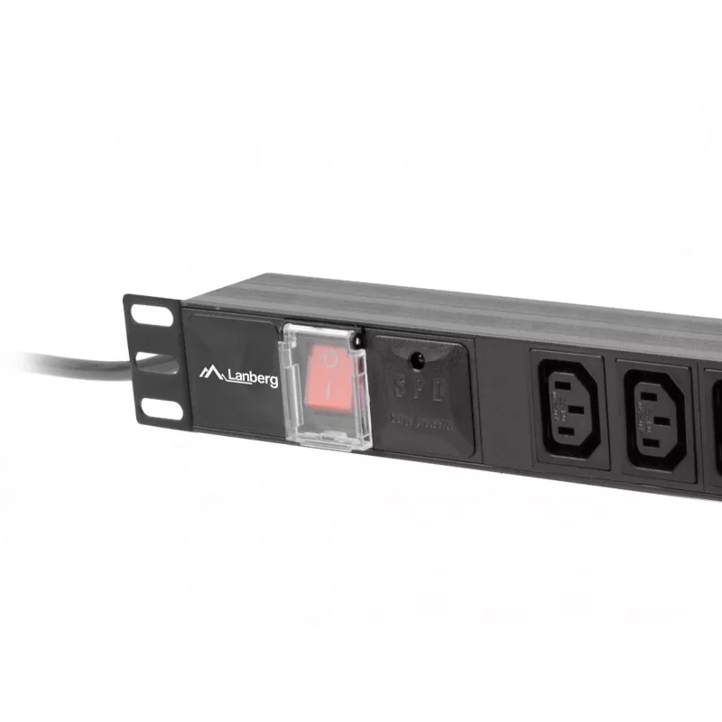 Strāvas sadalītājs LANBERG PDU-10I-0200-IEC-BK — 10× C13 rozetes, 2 m kabelis, 10 A, 2500 W, melns