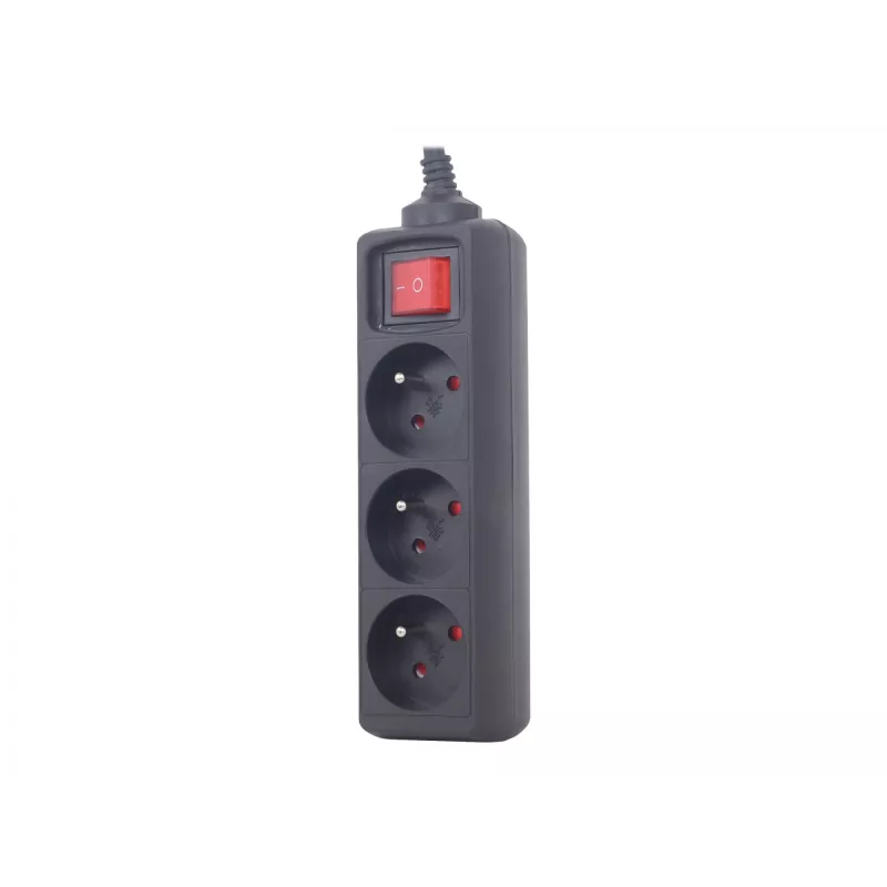 Gembird EG-PSU3F-01 pārsprieguma aizsargs Melns 3 AC kontaktligzdas 230 V 0,6 m