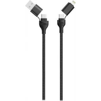 USB kabelis 2GO 797369 1.2m USB A/USB C USB C/Lightning melns
