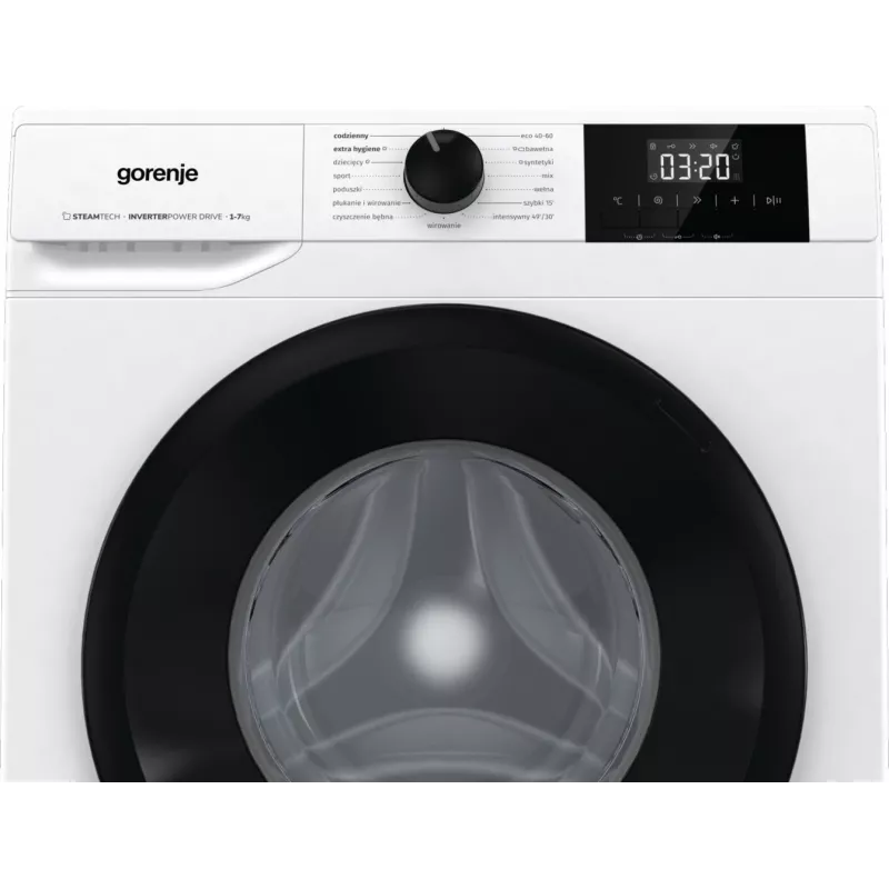 Brīvi stāvoša veļas mazgājamā mašīna Gorenje W3NGPI72SBS, 7 kg, 1200 apgr./min, invertora motors, tvaiks, 15 programmu, balta
