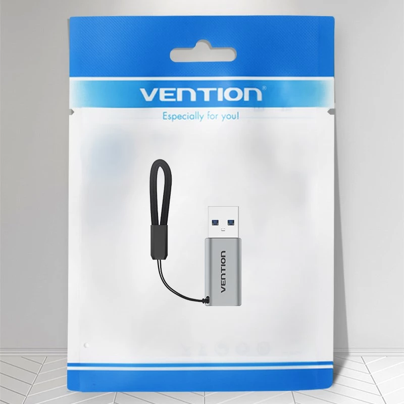Vention USB 3.0 vīrišķā uz USB-C sievišķo pāreja pelēka alumīnija sakausējuma tips