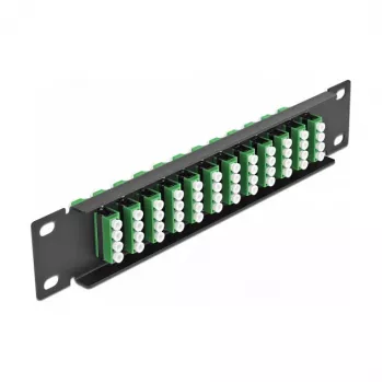 Fiber Optic Patch Panel DeLOCK 10 inch 12 Port LC Quad zaļa 1U Melns