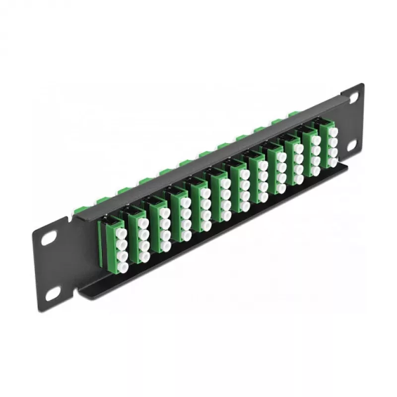 Fiber Optic Patch Panel DeLOCK 10 inch 12 Port LC Quad zaļa 1U Melns