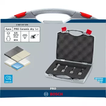 Bosch HSS Twist Drill Bits Cobalt Sets, frēze, cieta keramika, flīzes, 1.2 cm, Bosch, sudraba, 4 gab.