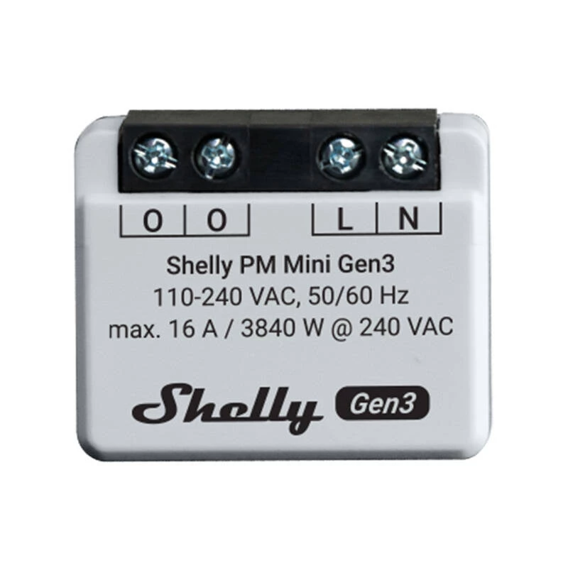 Viedais slēdzis Shelly PM Mini Gen3 1P Bezvadu 110-240V