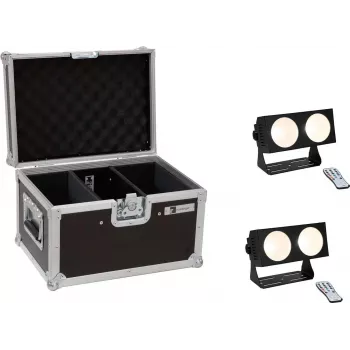 LED gaismas komplekts EUROLITE CBB-2 COB WW 2x ar pārvalku — 2 silti balti COB prožektori, transportēšanas maciņš