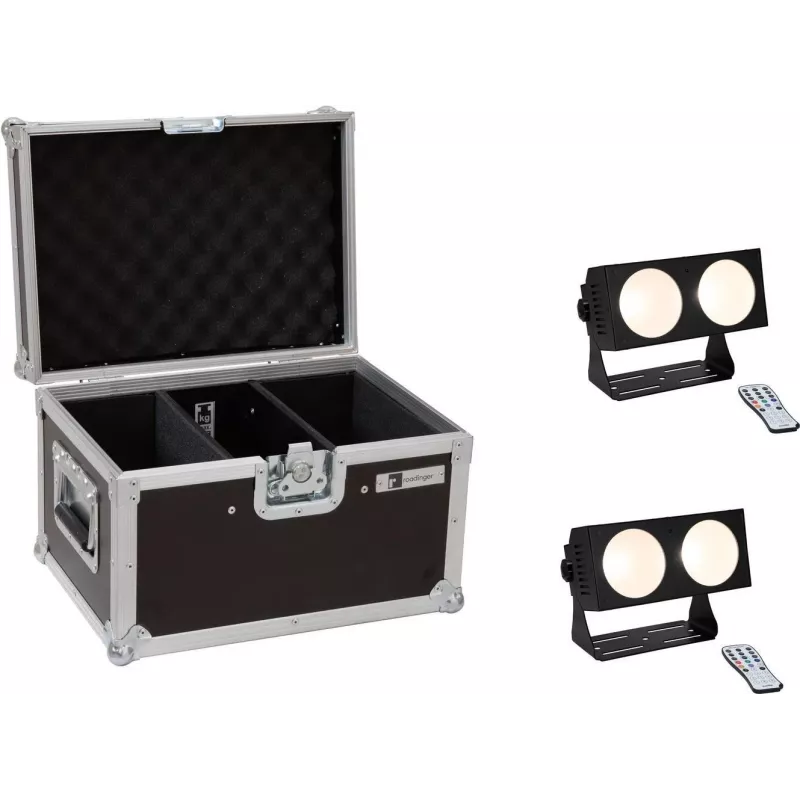 LED gaismas komplekts EUROLITE CBB-2 COB WW 2x ar pārvalku — 2 silti balti COB prožektori, transportēšanas maciņš