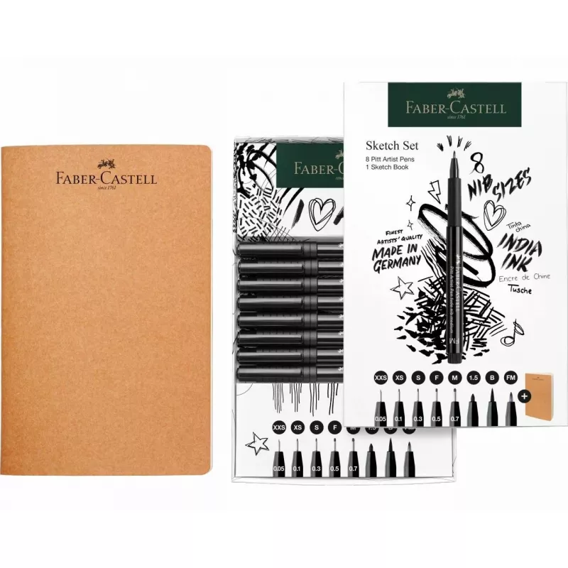 Faber-Castell 267102 smalkā rakstāmspalva Multi Melns 8 gab. Apaļš uzgalis