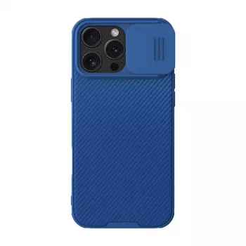 Aizsargājošs telefona maciņš Nillkin CamShield Pro iPhone 16 Pro Max, zils, bīdāms kameras vāciņš
