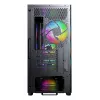 Montech X5M (B) Micro Tower PC korpuss — Micro‑ATX/Mini‑ITX, 3x120mm priekšā, 1x120mm aizmugurē, atbalsta ATX barošanas bloku, 2x3.5 collu + 4x2.5 collu, Melns