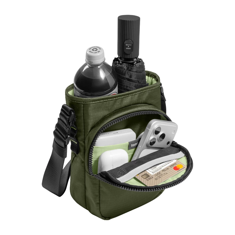 Tomtoc GameOn-G50 Switch 2 JoyCarry Sling Bag zaļa — somiņa-pārneses soma Nintendo Switch OLED un Switch 2