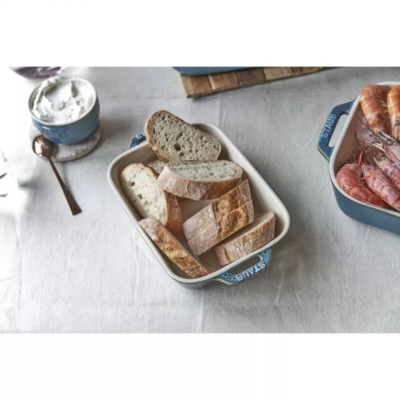 Staub 40508-172-0 keramikas taisnstūra cepamtrauku komplekts, 3 daļas, antīkā tirkīza