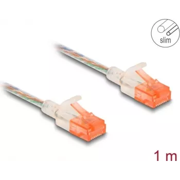 Tīkla kabelis DeLOCK RJ45 Cat.6A U/UTP plāns 1m Caurspīdīgs