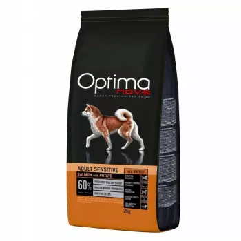 Sausā suņu barība Optimanova Adult Sensitive Salmon & Potato 2 kg — formula pieaugušiem suņiem jutīgai gremošanai