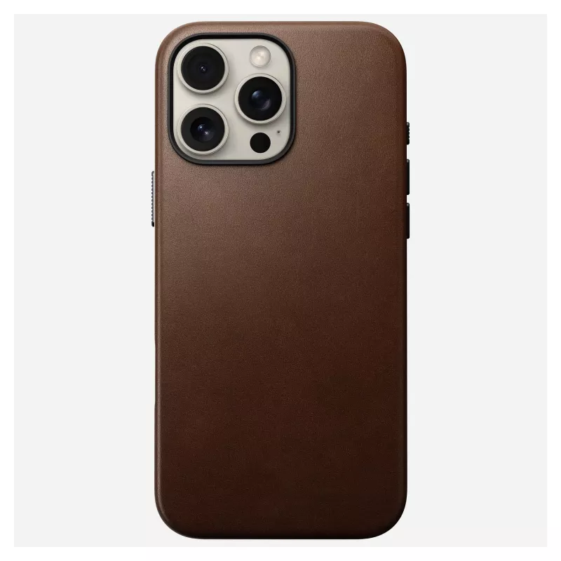 Mobilā telefona vāciņš Nomad NM01389385 iPhone 16 Pro Max, 17,5 cm (6,9 collas), brūns, alumīnijs/PC/mikrošķiedra/āda