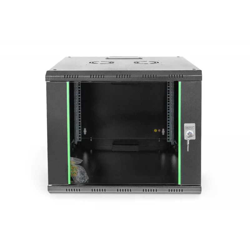 DIGITUS Professional Unique DN-19 09U-6/6-SW - skapis - tīkla skapis - piemērots montāžai pie sienas - melns, RAL 9005 - 9U - 48,3 cm (19) (DN-19 09U-6/6-SW)