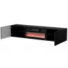Cama RTV skapis TULA 183x35x37 melns matēts + melns kamīns