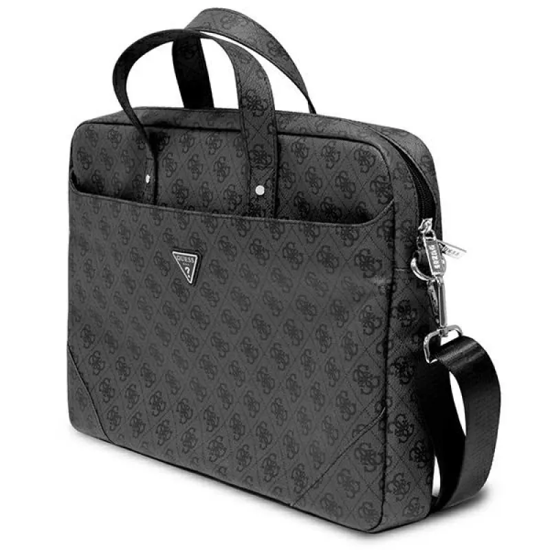 Portatīvā datora soma GUESS GUCB15P4TK 16 collu melna Saffiano ar 4G Triangle Logo