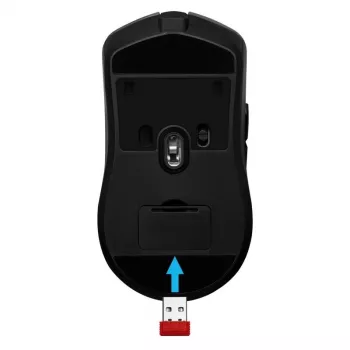 Bezvadu spēļu pele DEFENDER Demon GM-534 RF, piemērota abām rokām, 3200 DPI, 5 pogas, 2,4 GHz USB-A nano uztvērējs