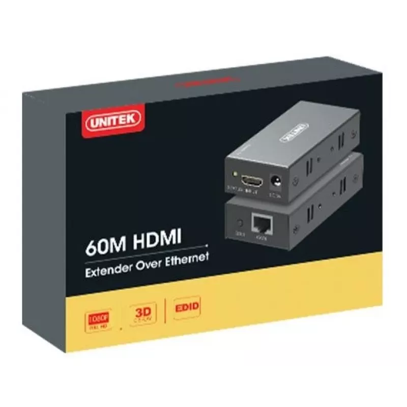 Unitek HDMI pagarinātājs pa Ethernet, 60M, V100A