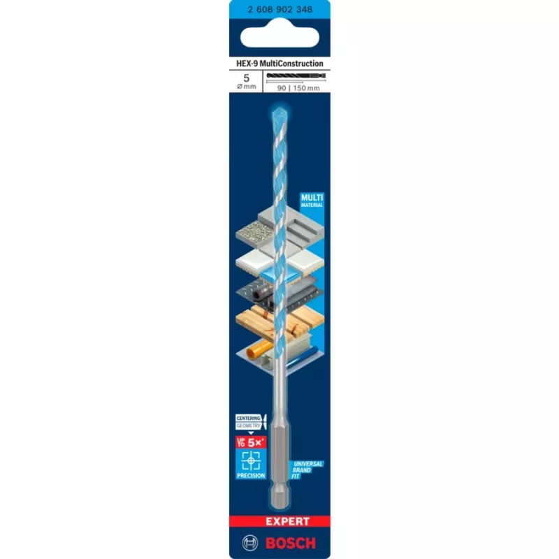 Expert HEX-9 Multi Construction betona urbis Ø 5 mm 1 gab. (2608902348)