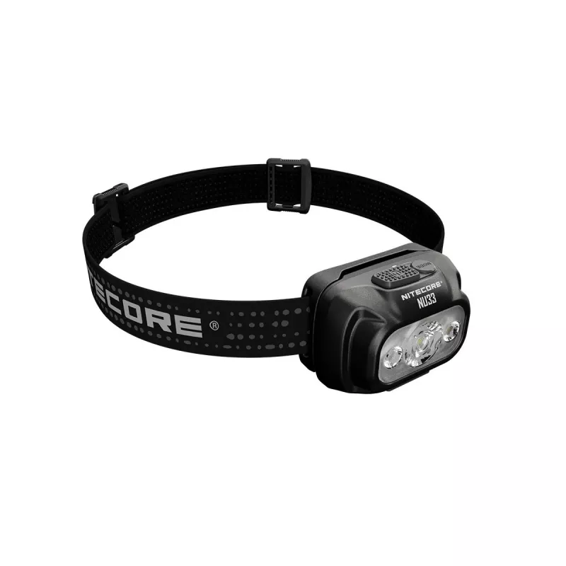 Galvas lukturītis Nitecore NU33, melns, 3 gaismas diodes, 700 lm, alumīnijs, USB uzlādējams, IP66