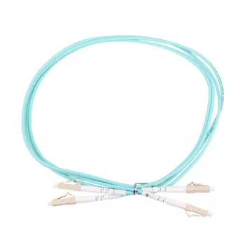 Patchcord LC/UPC-LC/UPC duplex 5 m — Extralink OM3 vairākmodu, 3 mm FTTH, akvamarīna krāsā