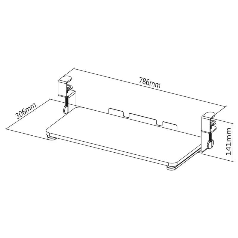 Maclean MC-839 Bīdāmā tastatūras platforma | Zemgalda atvilktne tastatūrai un pelei | Skavas tipa tastatūras paliktnis | Ergonomisks darbstacijas risinājums