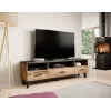 TV statīvs Cama Meble LOTTA 180 cm — Wotan ozola rāmis, matēti melna virsmas plāksne, 1800×400×530 mm