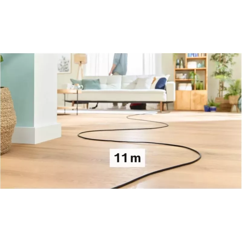 Putekļsūcējs Bosch BGB 41RD3H — 600 W, 4 L putekļu maisiņš, HEPA filtrs, 11 m darba rādiuss, teleskopiskā caurule, sarkans