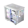PC korpuss MODECOM Volcano Panorama Midi Tower balts — micro ATX, rūdīts stikls, ARGB, USB-C, atbalsta GPU 400 mm