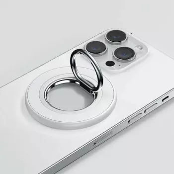 SODI abpusējs magnētiskā gredzena statīvs BM-350 balts, saderīgs ar MagSafe