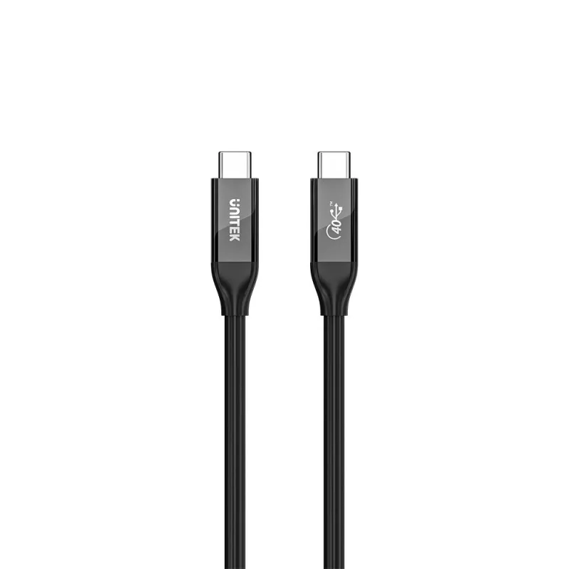 USB-C kabelis Unitek C14100ABK01-2M — 2 m, 100 W jaudas piegāde, 40 Gbps dati