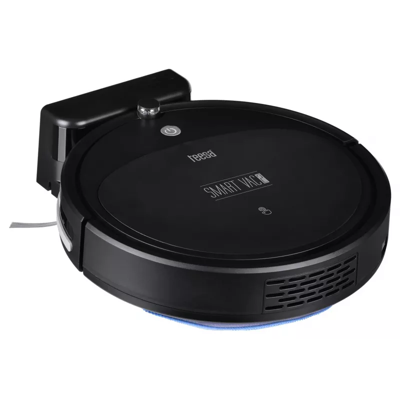 Robot vacuum cleaner TEESA Smart VAC 2 — apaļš, melns, 1000 Pa sūkšanas jauda, 9,6V/2000mAh Li akumulators, 0,2 L putekļu kaste, Wi‑Fi, automātiska atgriešanās