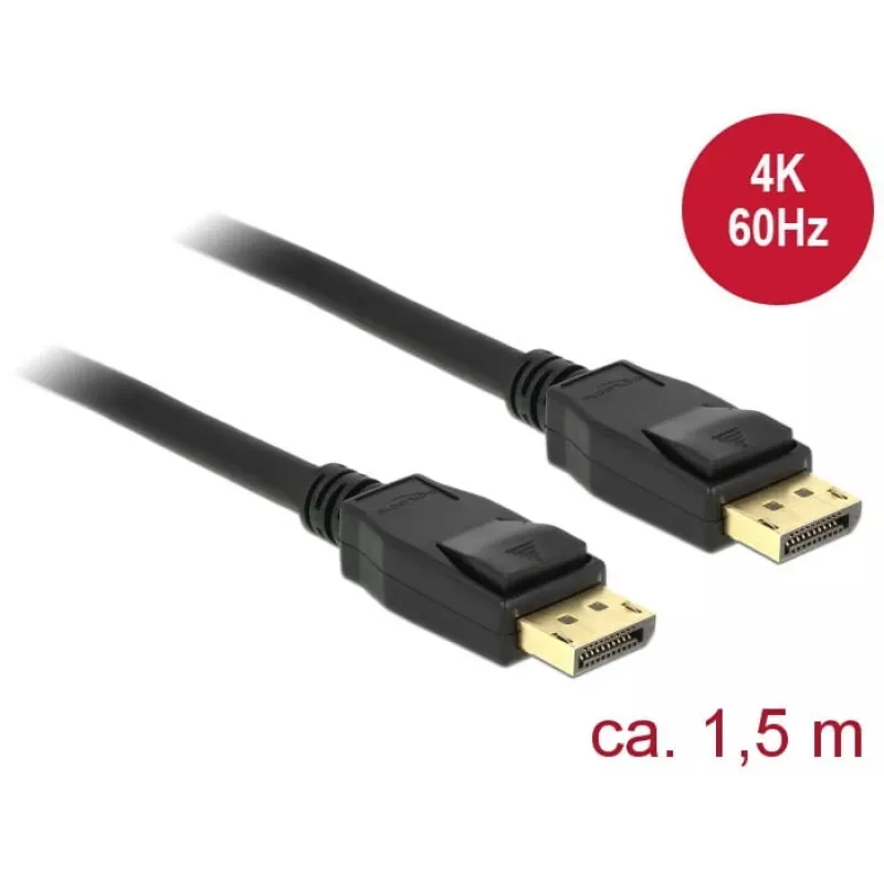 DeLOCK - DisplayPort kabelis - DisplayPort (vīr.) uz DisplayPort (vīr.) - 1,5m - 4K atbalsts - Melns (85508)