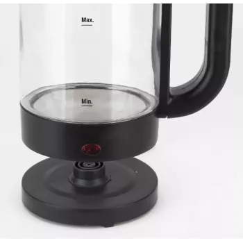 Jata HA702 elektriskā tējkanna, 1,2 l, 1500 W, borosilikāta stikls, bezvada, melna