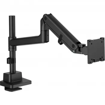 Monitora stiprinājums DIGITUS Single, skava, līdz 57 collām, 27 kg ietilpība, VESA 75x75–100x100, augstuma regulēšana, slīpums -75° līdz 75°, melns