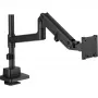 Monitora stiprinājums DIGITUS Single, skava, līdz 57 collām, 27 kg ietilpība, VESA 75x75–100x100, augstuma regulēšana, slīpums -75° līdz 75°, melns