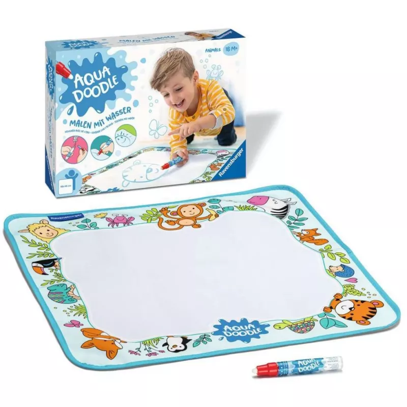 Ravensburger Aqua Doodle Animals krāsošanas paklājs — ministeps komplekts zīmēšanai ar ūdeni bez netīrumiem