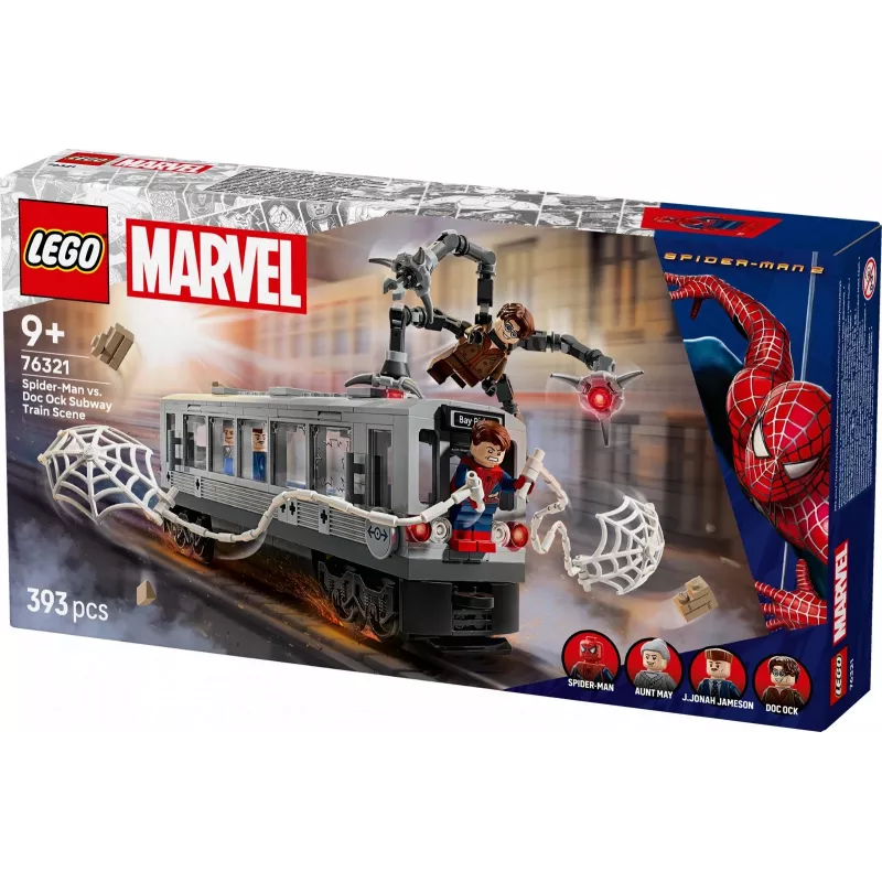 Konstrukciju rotaļlietu komplekts LEGO Marvel Super Heroes 76321 Spider-Man Doc Ock metro konfrontācija, 393 detaļas, 4 minifigūras, vecums 9+