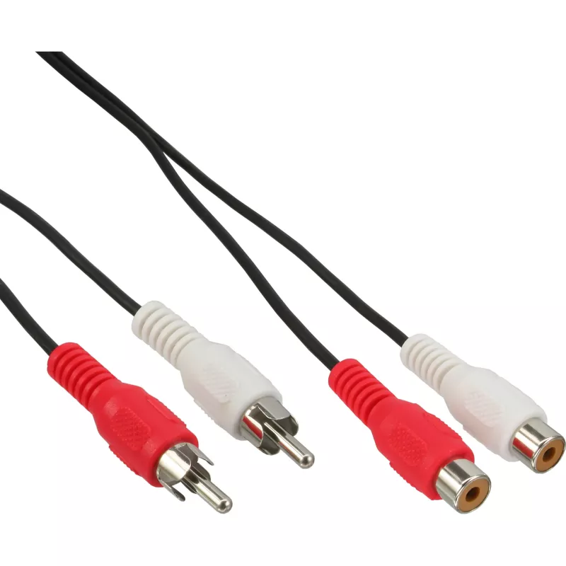 InLine Audio Kabelis 2x RCA vīriešu / sieviešu 20m, 2 x RCA, Vīriešu, 2 x RCA, Sieviešu, 20 m, Melns