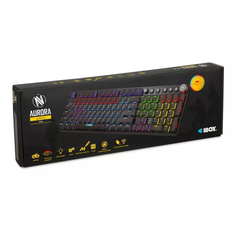 iBox Aurora K-5 tastatūra USB QWERTY Sudraba