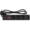 Pārsprieguma aizsardzības sadalītājs EATON Power Strip 4 FR — 4 Type E kontaktligzdas, 1 m kabelis, 10 A, 2500 W, LED indikatori