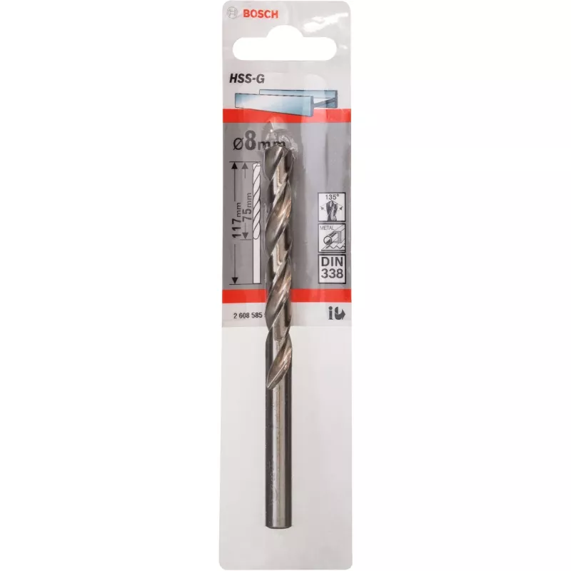 Vērpjurbis Bosch Metal HSS-G DIN 338 8 mm