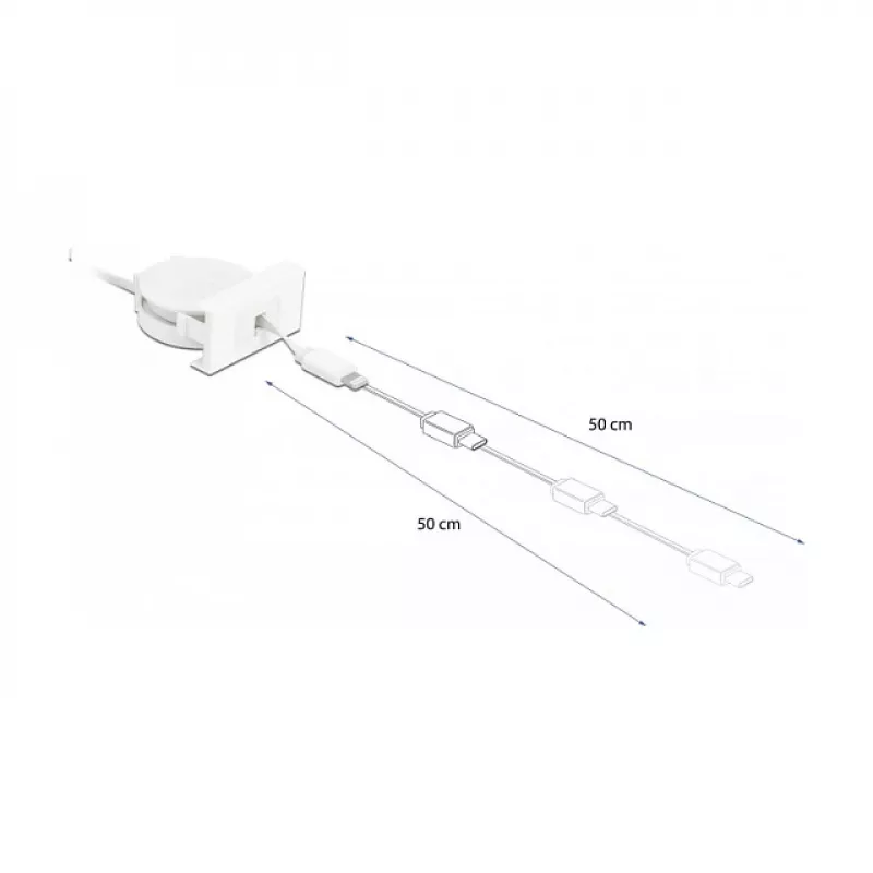 DeLOCK Easy 45 moduļa USB 2.0 ievelkamais kabelis USB Type-A uz 8 Pin Lightning ligzdu balts