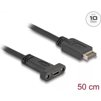 DeLOCK USB kabelis USB Type-E Key A 20 kontaktu vīrišķais savienotājs uz USB Type-C sievišķo savienotāju 50 cm