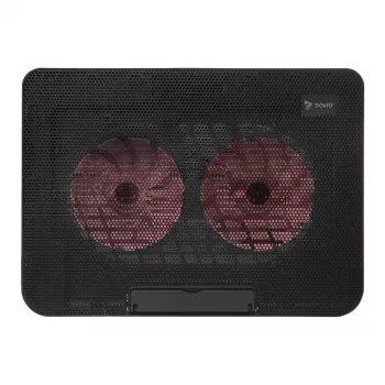 Klēpjdatora dzesēšanas paliktnis SAVIO COS-02, 2 ventilatori 14 cm, darbināms ar USB, piemērots līdz 17,3 collām, melns